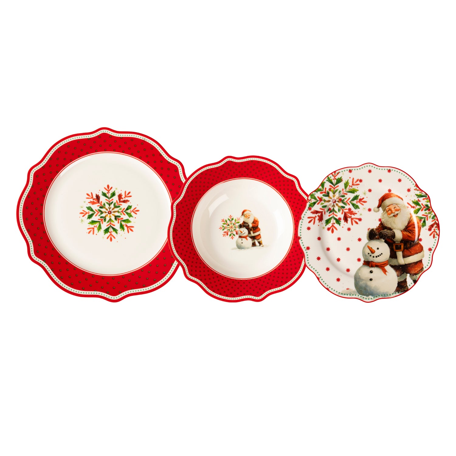 VESTIAMO CASA GRAN NATALE - Servizio di piatti Snowman and Santa in New Bone China 18 pezzi